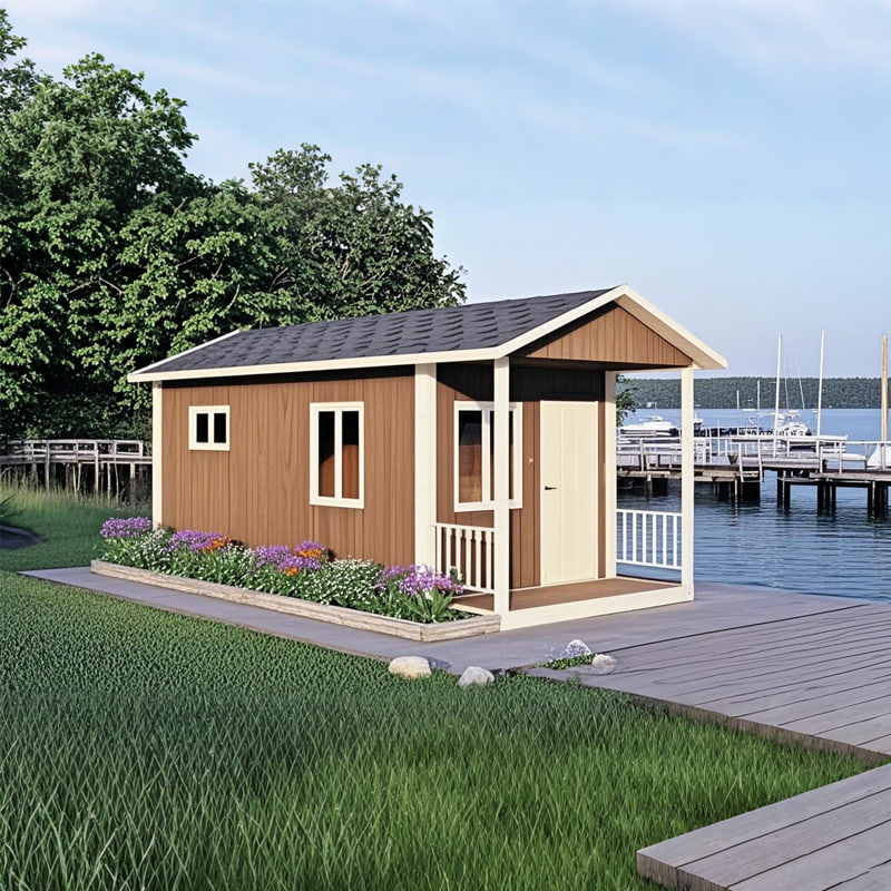 บ้านคอนเทนเนอร์แบบถอดได้หลังคาลาด